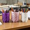 Taza de Almacenamiento de Escritorio Minimalista Portalápices Espiral Impreso en 3D Taza Organizadora de Brochas de Maquillaje Retorcida Contenedor de Papelería de Oficina Decorativo para Escritorio