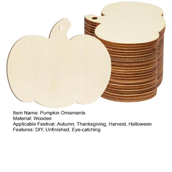 Wooden Pumpkins Ornaments to Paint Unfinished Blank Pumpkin Cutouts for Autumn Thanksgiving Harvest DIY Crafts Halloween Party Supplies