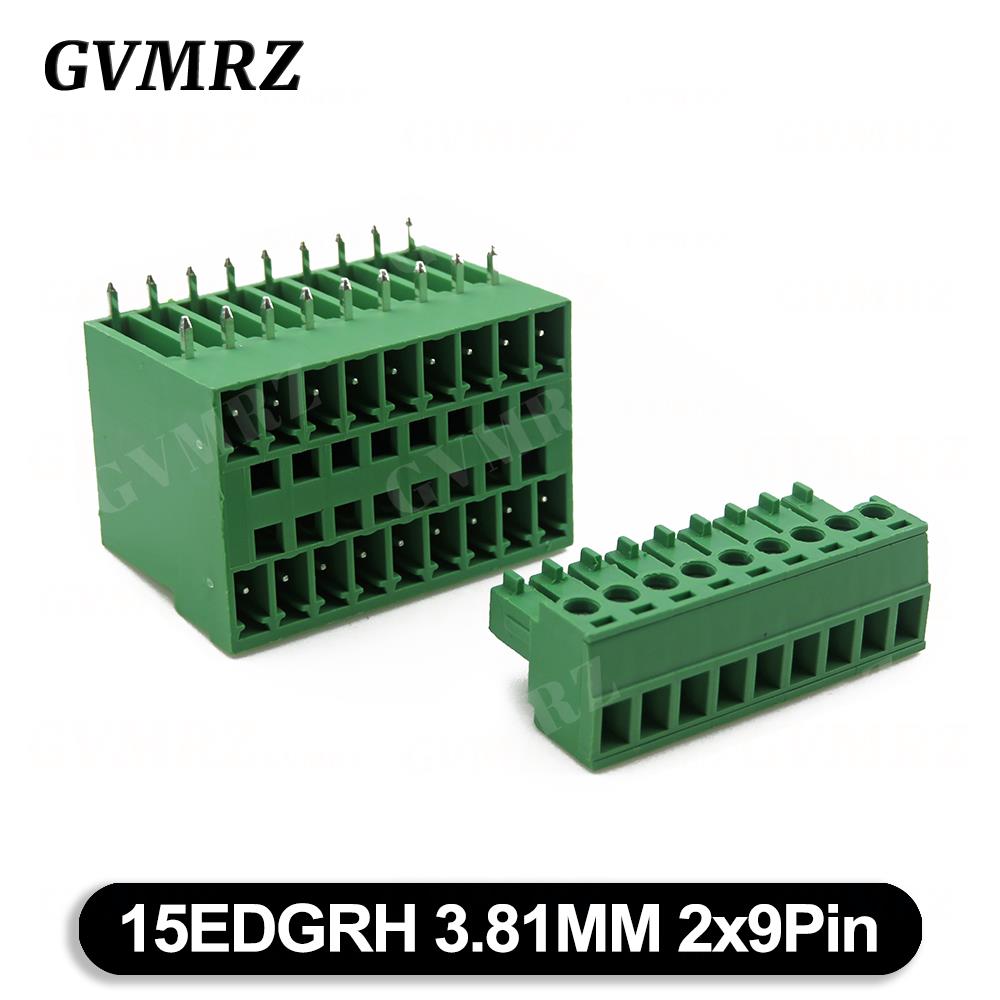 5Set 15EDG KF15EDGRH 3.81mm 2x2 ~ 2X12 pin Double row pluggable terminal block PCB welding plate Plug + Pin Socket