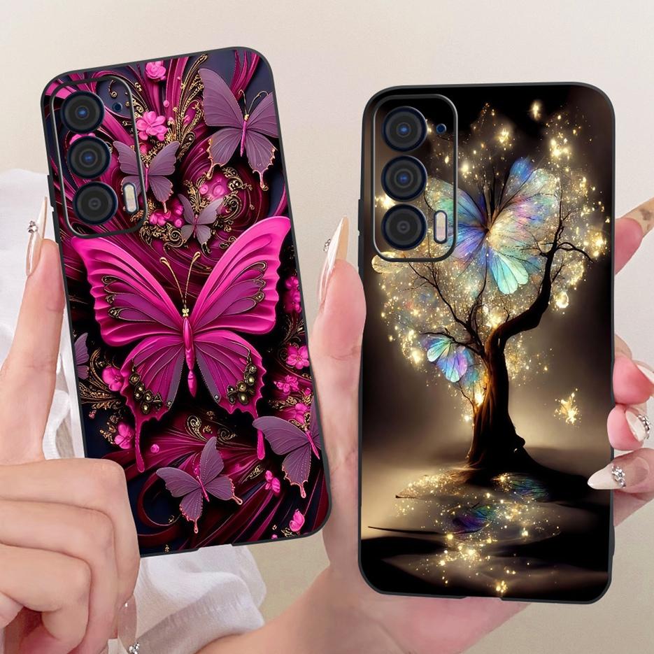 For Motorola Edge 2021 Case XT2141-1 Luxury Butterfly Tree Painted Cover Soft Silicone Case For Motorola Edge 2021 Edge2021 Bags
