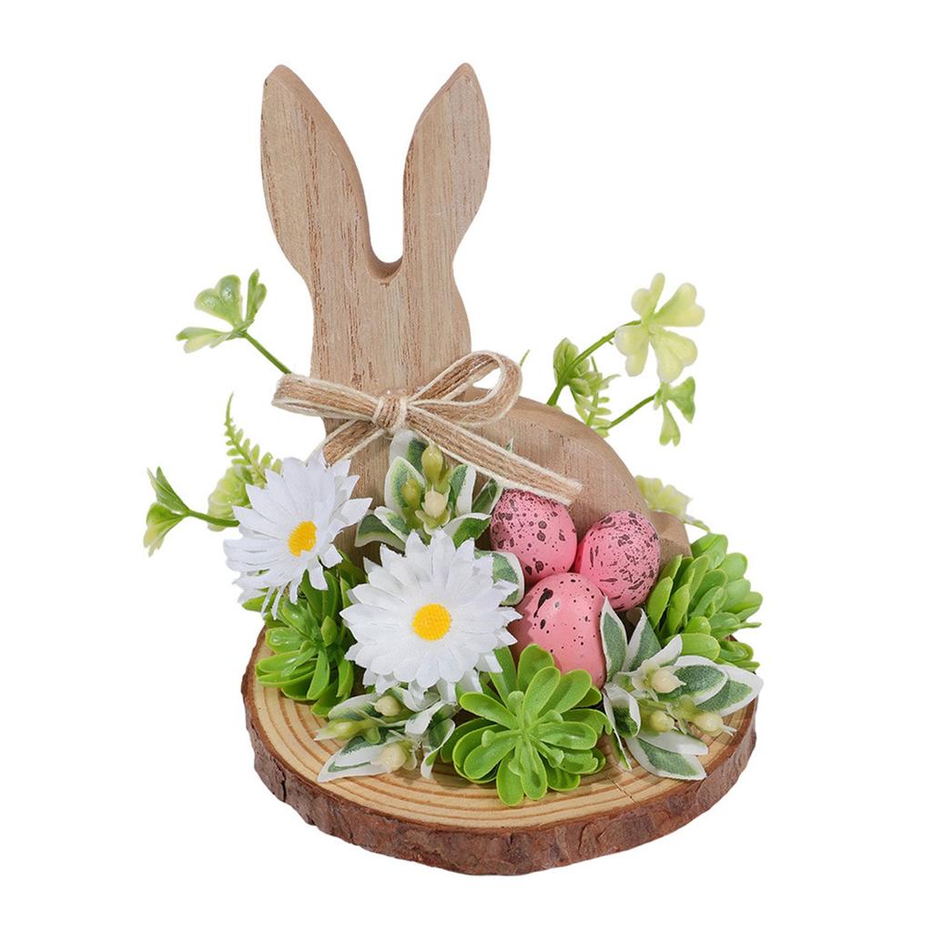 Easter Rabbit Eggs Crafts Desktop Ornament Simple Assembly Wood Plastic Blend Indoor Outdoor Holiday Decoration