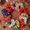 12Pcs Christmas Style Hair Ties Santa Claus Print Satin Scrunchies for Women Girls Trendy Xmas Festiva  Party Hair Accessories