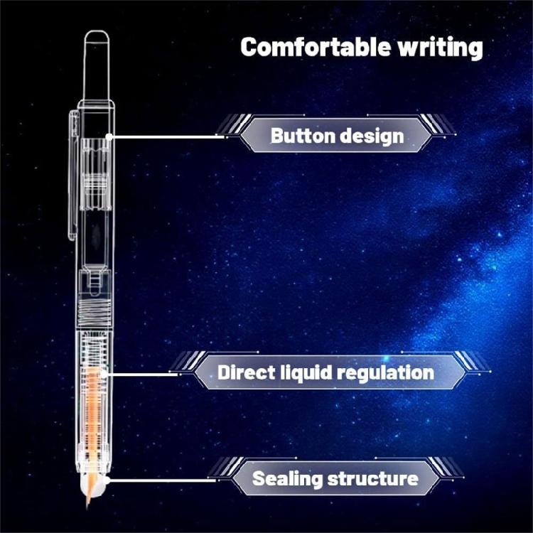 Press Fountain Pen with 5 Inks Cartridges 0.38mm Fine Tip Retractable Inks Pen Fountain Pen for Student Women Men