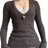 Women's Autumn and Winter V-neck Low-cut Sexy Temperament Thin Bottoming Knitwear