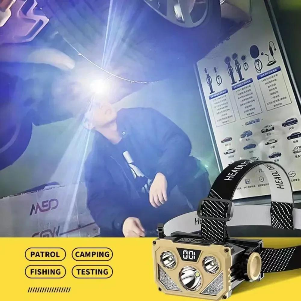 USB Rechargeable LED Headlamp Outdoor Night Headlamp with Forehead Flashlight with Blue And Red Light for Camping Fishing