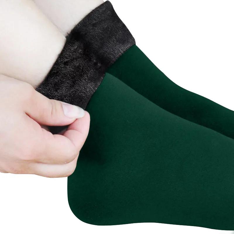 New velvet women winter warm thicken thermal socks soft casual solid color sock wool cashmere home snow boots floor sock 1pairs