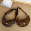 Retro Leopard Print Women's Hobos Crossbody Bag Faux Suede Casual Shoulder for Women Fall Winter Underarm Bag Purse Handbags