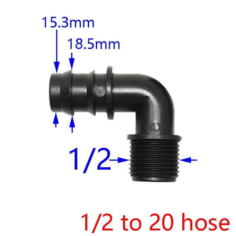 

Male 1/2 3/4 to 16mm 20mm 25mm hose elbow barb connector 1/2 3/4 garden hose bending joints fittings 3pcs
