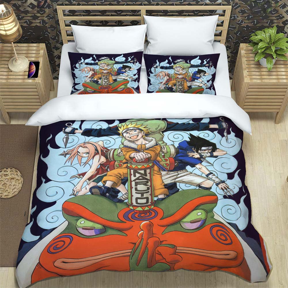 Naruto Pattern Quilt Cover With Pillowcases 3D Digital Printed Bedding Set Twin Full Queen King Children'S Gift