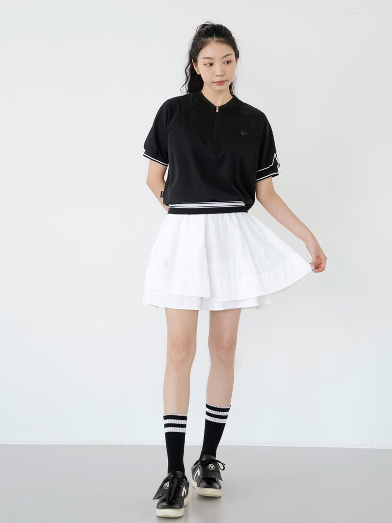 Nitina Shiny Double Flare Skirt Wh
