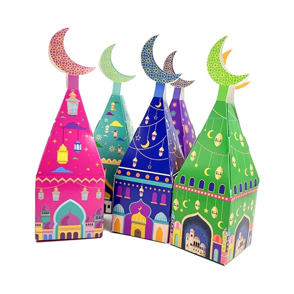 12Pcs Favor Bags Ramadan Kareem Box Paper Candy Packaging Box Eid Mubarak Gift Box  Muslim Festival