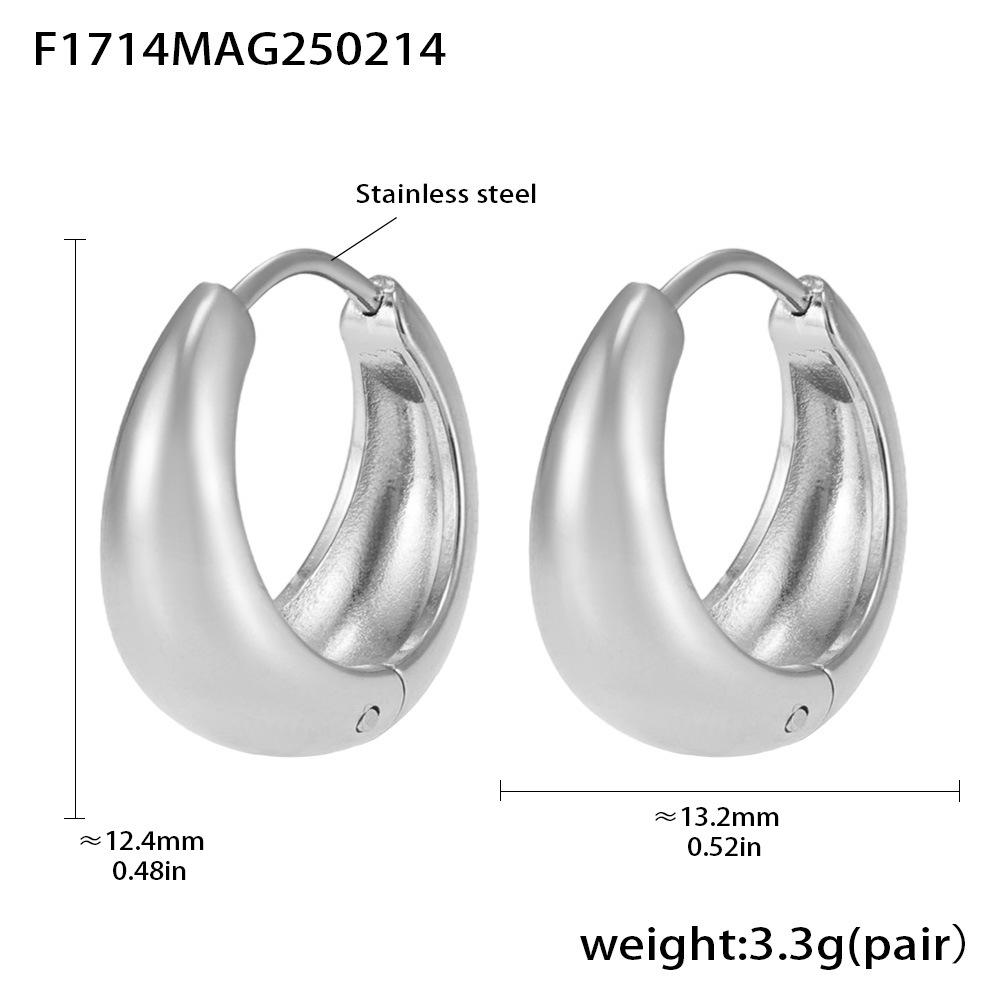 Qiong Yao Two-Tone Stainless Steel Circle Earrings - High Polish European & American Style
