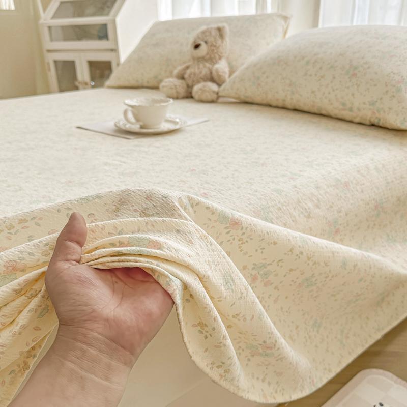 Washed Cotton Bed Sheets Set Single/Queen/King Cartoon Style Flat Sheets for Kids Rabbit Printed Soft Bed Flat Sheets Double Bed