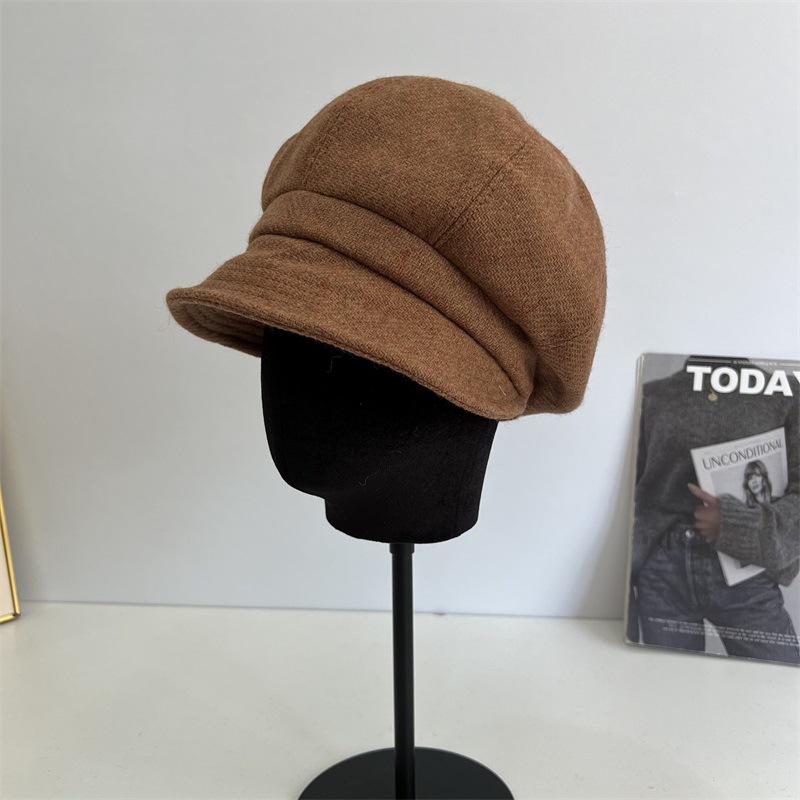 

Шерстяная ретро сумка головной убор женская осенне-зимняя бархатная теплая повседневная модная кепка газетчика легкая роскошная шляпа художника M（56-58cm）