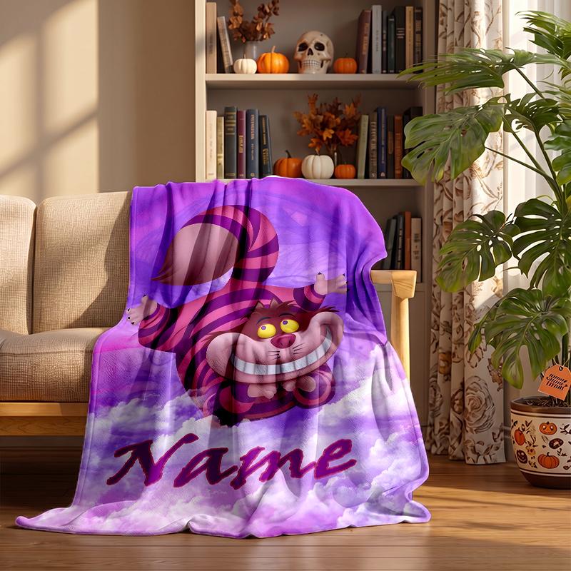Cheshire Cat Custom Flannel Blankets Soft Warm Cozy Throws for Home Decor Holiday Gifts