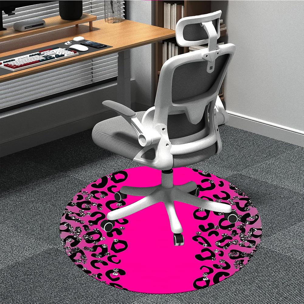 1pc Leopard Print Pink Office Round Rug, Non-slip, Soft and Durable Office Rug for Interior Decoration, Perfect for Office, Beautiful Decoration yy260