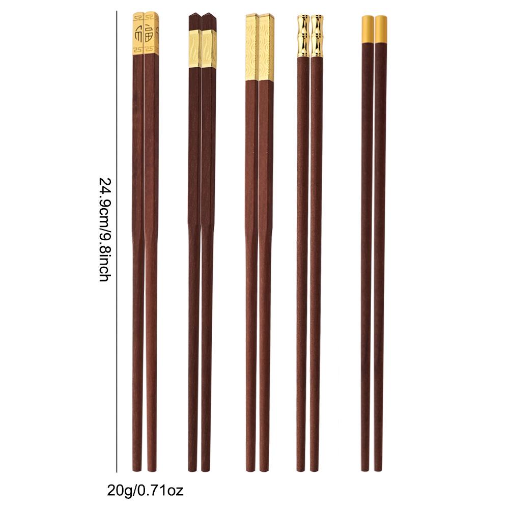 5 Pairs Chinese Chopsticks Reusable Japanese Sushi Chopsticks Household High Grade Healthy Red Wood Chopsticks Set