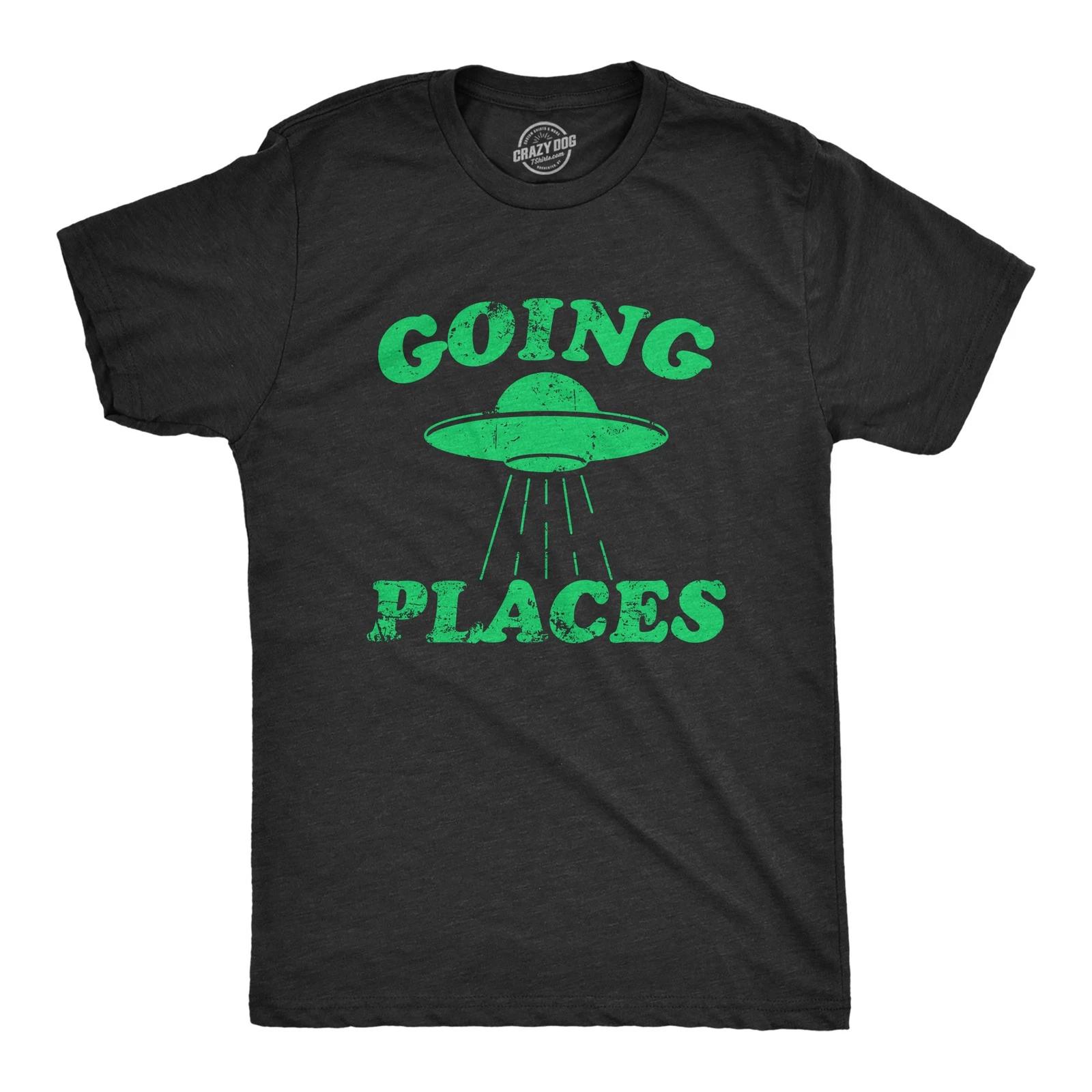 Mens Going Places T Shirt Funny Alien UFO Abduction Joke Tee for Guys XL