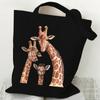 Shopping Bag Giraffe Fashion Cartoon Canvas Portable Tote Bag Women Men Street Aesthetics Style Giraffe Reusable Student Handbag
