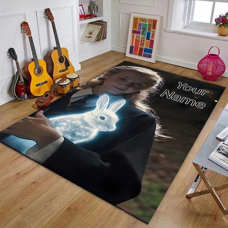 Hogwarts Design Area Rug Personalized Name- Non-Slip, Soft & Cozy Floor Mat for Living Room, Office - Indoor/Outdoor Carpet