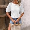 Lace Patchwork Round Neck Women's T-shirts