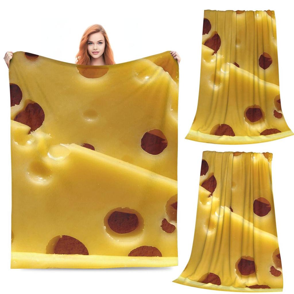 3D Cheese Pattern Variety Design Blankets Soft Warm Flannel Throw Blanket Cover for Bed Living Room Picnic Travel Home Couch