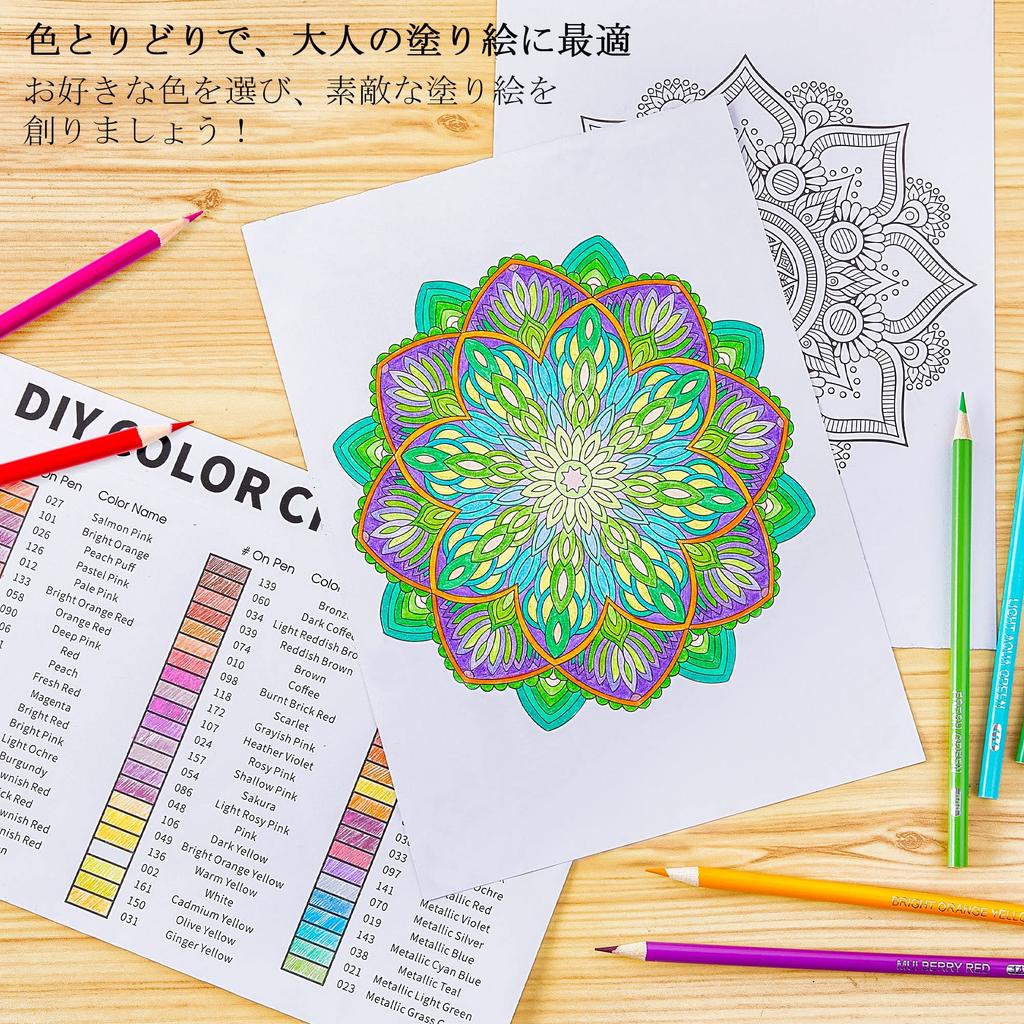 Creioane colorate Shuttle Art, 172 de culori, Creioane colorate pe bază de ulei, Set de creioane colorate, Carte de colorat pentru adulți, Culori metalizate, Ilustrație, Design,