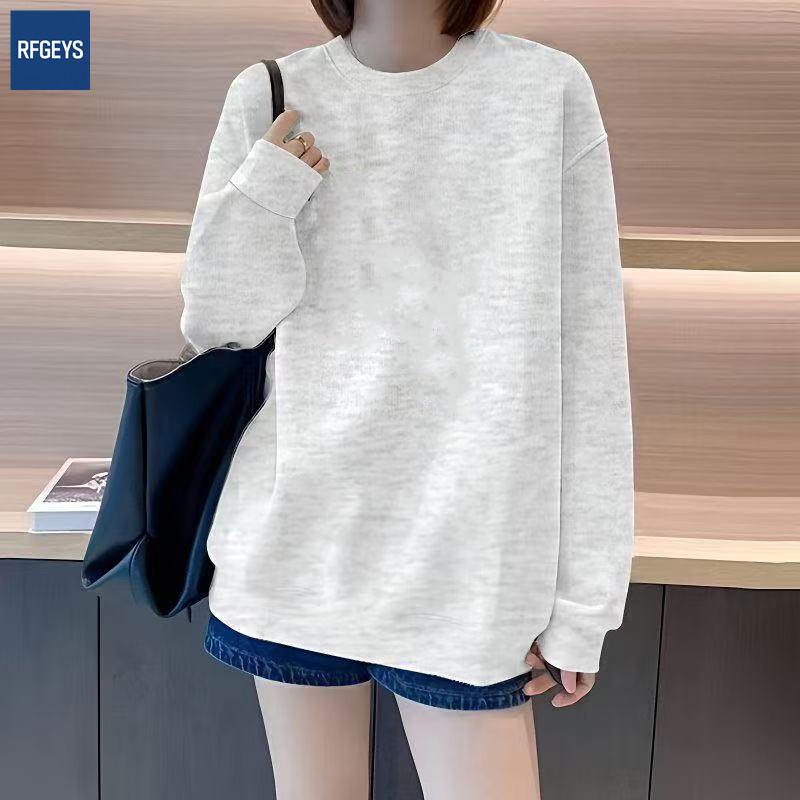 Trendy Plus Size Mid-Length Round Neck Loose Sweatshirt for Women with Niche Design