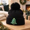 Christmas Holiday Hats Knitted Hat Winter Warm Hat with Pom Decor Cute Santa Claus Headwear Rolled Brim Soft Thermal Cuffed Cap for Party