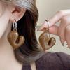 Vintage Irregular Wine Red Heart Shaped Pendant Earrings for Women Fashion Geometric Round Hoop Earrings Party Jewelry Gifts