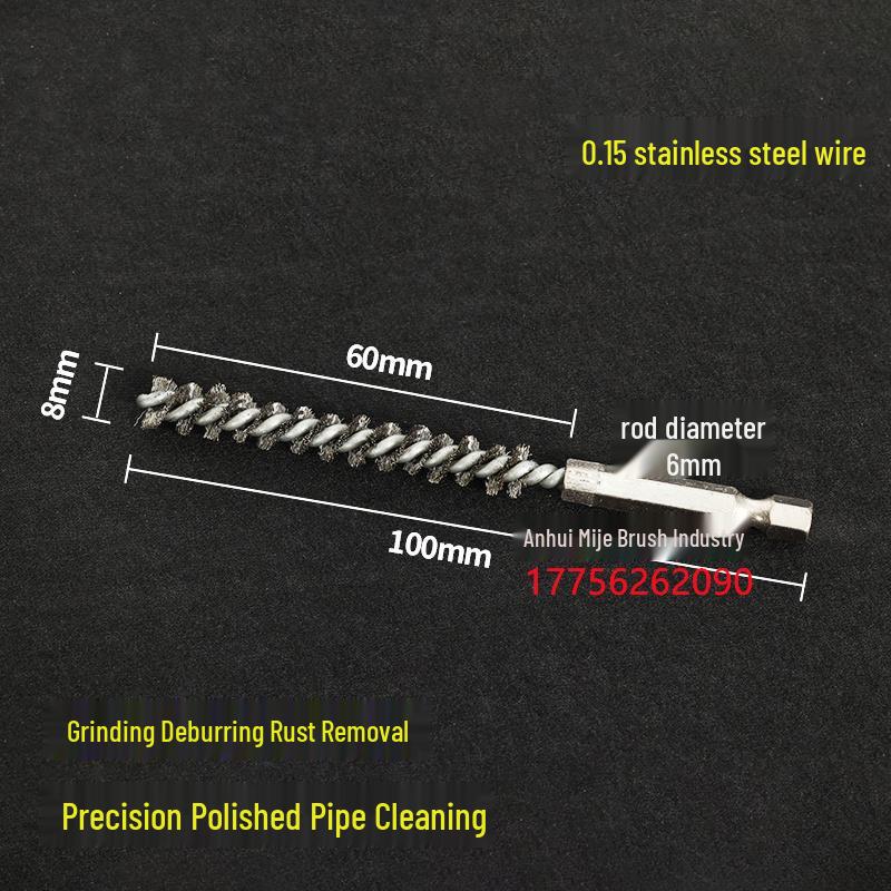 

Electric Hex Shank Brush: Round Head for Deburring, Rust Removal, and Polishing with Stainless Steel, Copper Wire, and Nylon.