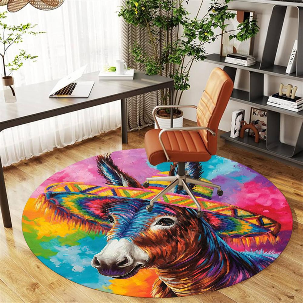 1PC donkey sombrero Office Round Area Rug, Under Office Chairs Bedroom Living Room Home Decor, Carpet for Office -1110017