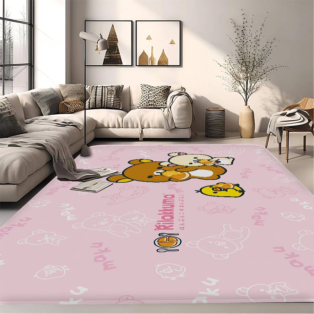 Kawaii Rilakkuma Bear Room Mats Washable Non-Slip Living Room Sofa Chairs Area Mat Kitchen Alfombra