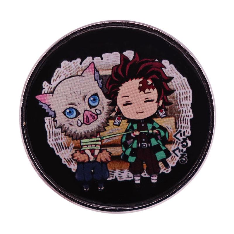 Demon Slayer Anime Lapel Pins Backpack Jeans Enamel Brooch Pin Women Fashion Jewelry Gifts Cartoon Badges