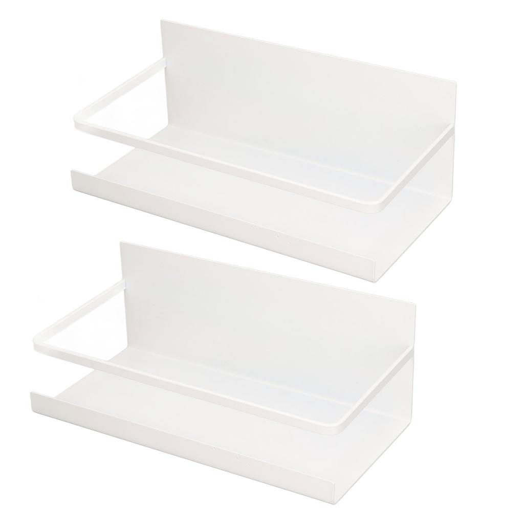 2Pcs Magnetic Spice Rack Space Saving Iron Fridge Shelf with 4 Removable Hooks for Spices Bottle Olive Oil Storage