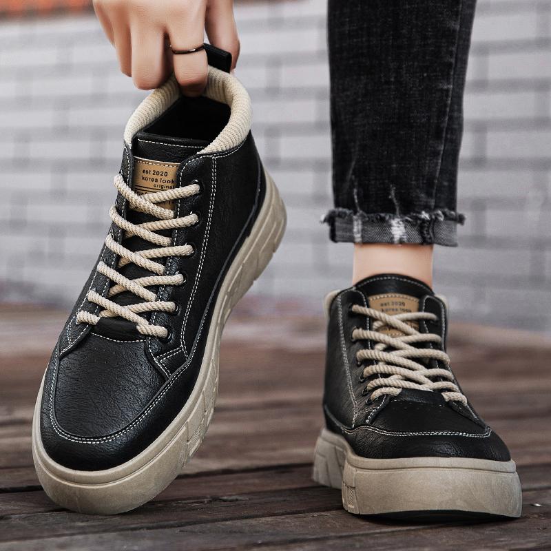 Ny mote Høst Og Vinter Høytopp for menn Martin Boots Studenter Mann Gutter Trending Soft Sole Arbeidssko Arbeidsbeskyttelse Martin Sneakers