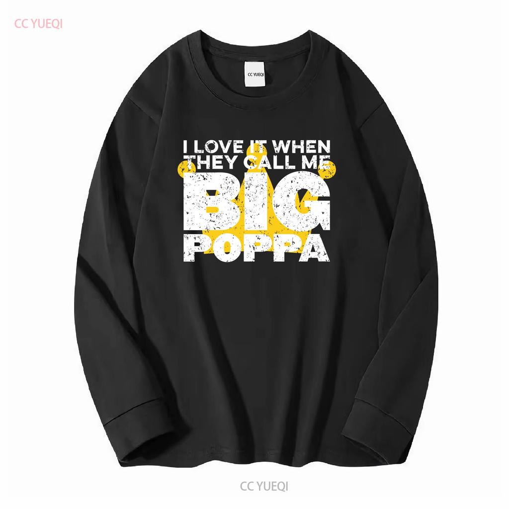 KOCHAM TO, KIEDY Nazywają mnie Big Poppa Korona Hip Hop Czarny T-shirt vintage Spłowiały moda Stylowy Lekko Rozciągliwy