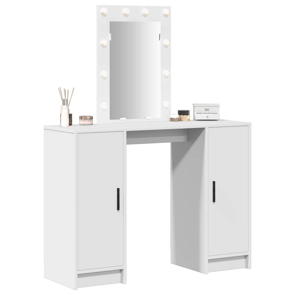 Makeup Vanity Table with Storage White 102 x 33 x 135 cm Engineered Wood