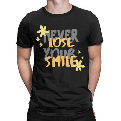 Never Lose Your Smile Men T Shirt Funny Tee Shirt Short Sleeve O Neck T-Shirt Pure Cotton Plus Size Clothing
