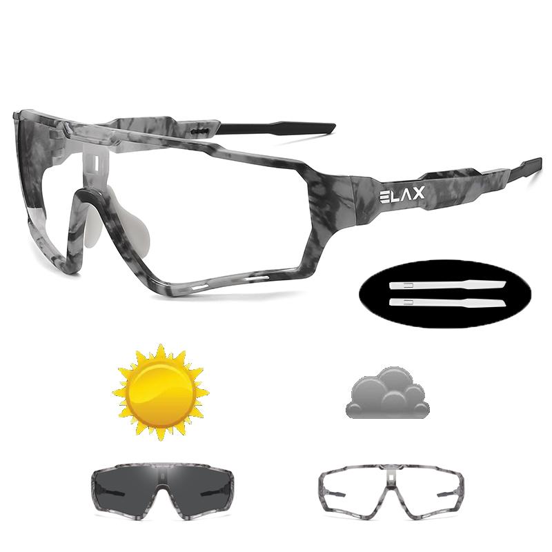 ELAX Brand New Style Photochromic Sunglasses Sports Men Women Mtb Bike Bicycle Eyewear Cycling Glasses