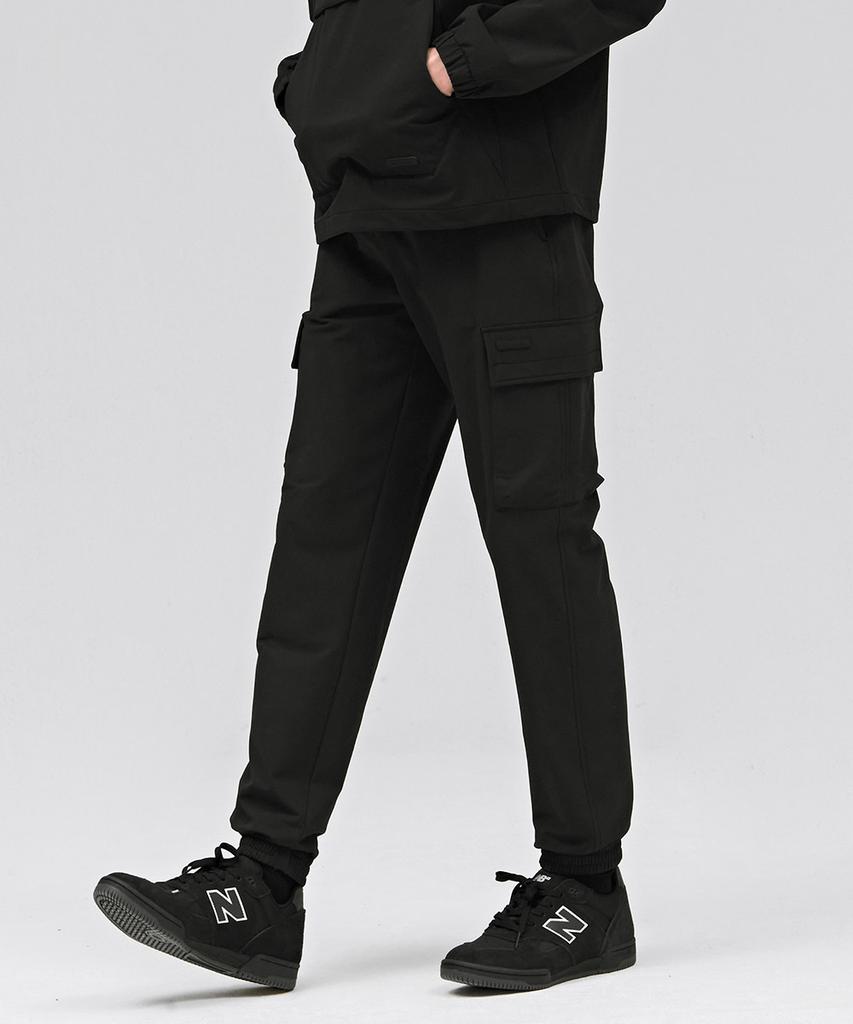 CHASECULT Men'S Stretch Fleece-Lined Cargo Jogger Pants - Black