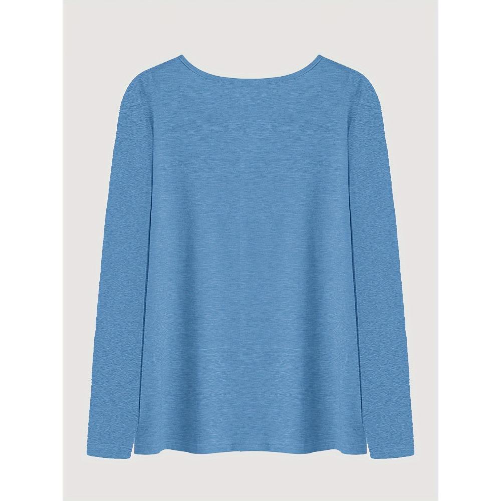 European and American women's large-size fashion casual V-neck long-sleeved bottom T-shirt