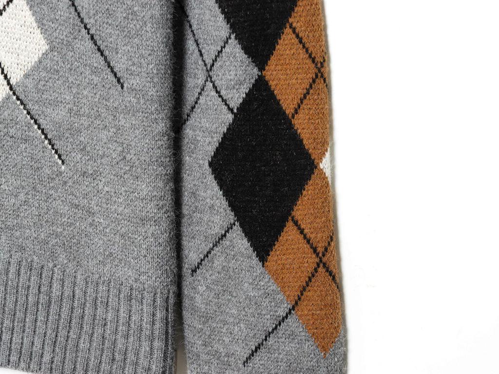 European Fashion Casual Knitwear with Vertical Rhombus Pattern