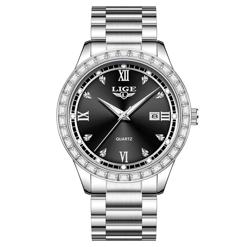 Men Watch Waterproof Diamond Luxury Luminous Calendar Quartz Wristwatch For Men Stainless Steel Fashion Business Watch Men