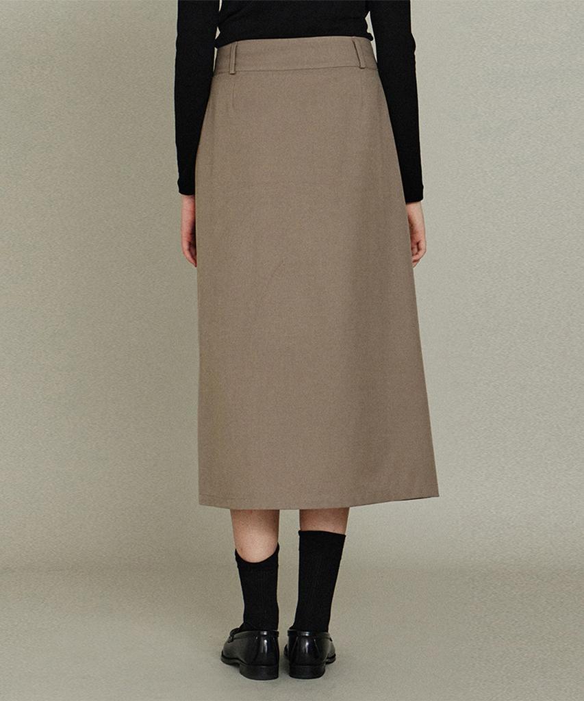 Itove Seoul Wool Button Wrap Skirt Gy