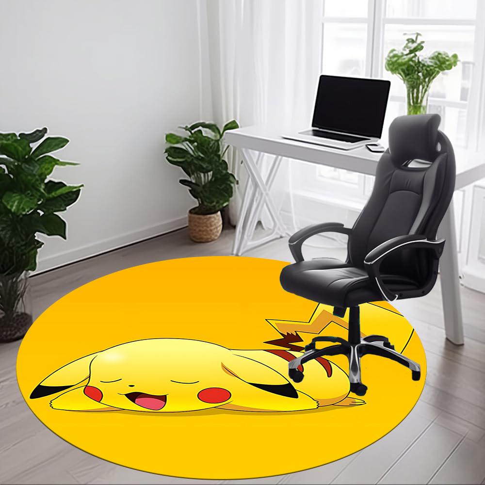 1pc Pikachu Sleep Office Round Area Rug, Indoor Mat Suitable For Office, Under Office Chairs Bedroom Living Room Home Decor, Room Deco