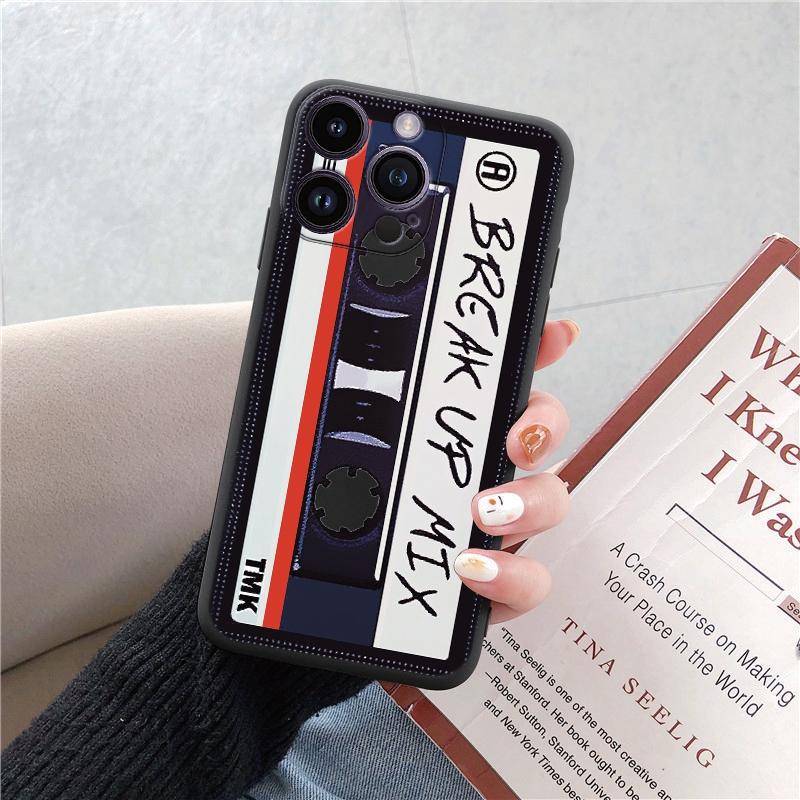 Módní, vtipná, měkká pouzdra na telefon s retro vzorem pro iPhone 15 Pro 6 14 XS 13 Max XR 12 Mini 7 Plus X SE 8 11 TPU nárazuvzdorný černý kryt