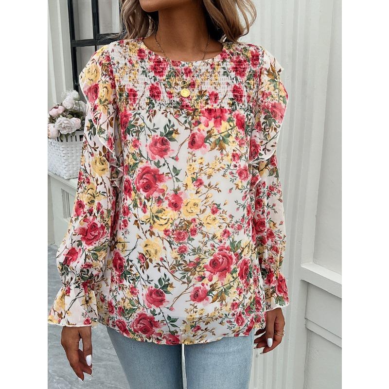 Printed Shirt Female Temperament Long-sleeved Shirt Blouse