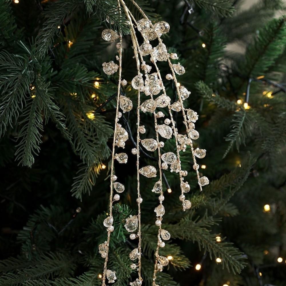 Realistic Artificial Christmas Branches 35-40cm Imitation Pearl Chain  Room Decoration