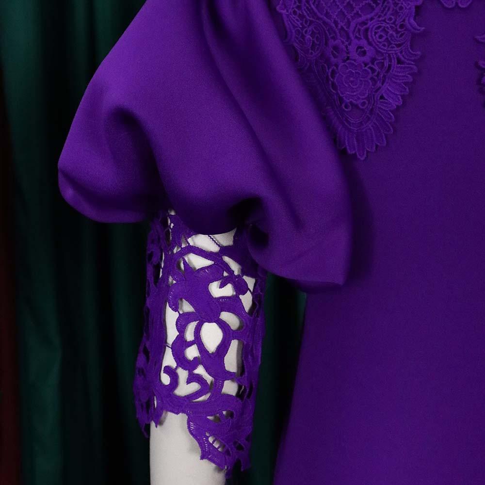 Abiti Scollati Donna Eleganti Maniche a Lanterna Patchwork di Pizzo Tubino Pacchetto Fianchi Lunghezza Caviglia Vestito di Compleanno